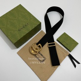 Gucci Thread Gg Buckle Elastic Black Webbing 40mm Belt Black
