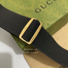 Gucci Thread Gg Buckle Elastic Black Webbing 40mm Belt Black