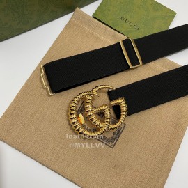 Gucci Thread Gg Buckle Elastic Black Webbing 40mm Belt Black