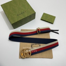Gucci Thread Gg Buckle Elastic Black Webbing 40mm Belt White