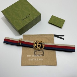 Gucci Thread Gg Buckle Elastic Black Webbing 40mm Belt White