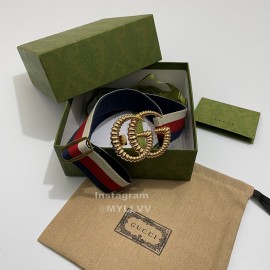 Gucci Thread Gg Buckle Elastic Black Webbing 40mm Belt White