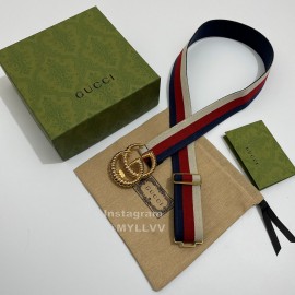 Gucci Thread Gg Buckle Elastic Black Webbing 40mm Belt White