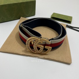 Gucci Thread Gg Buckle Elastic Black Webbing 40mm Belt White