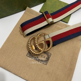 Gucci Thread Gg Buckle Elastic Black Webbing 40mm Belt White