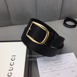 Gucci Black Leather Gold Needle Buckle Belt
