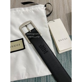 Gucci Retro Leather 40mm Silver Needle Buckle Belts