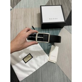 Gucci Retro Leather 40mm Silver Needle Buckle Belts