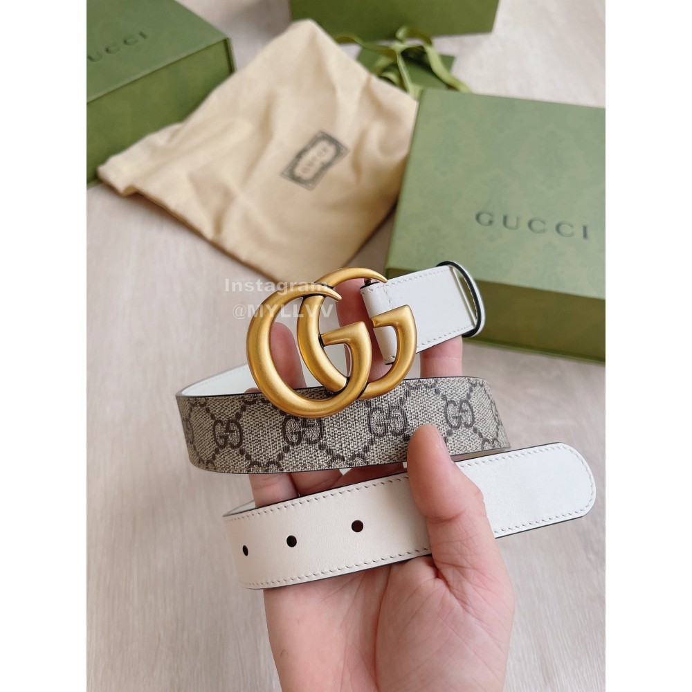 Gucci New Calfskin Gold Copper Buckle 30mm Belts