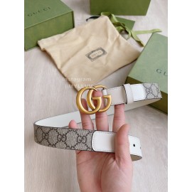 Gucci New Calfskin Gold Copper Buckle 30mm Belts