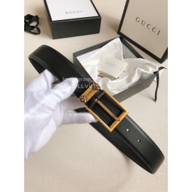 Gucci Fashion Black Leather Gold Needle Buckle 35mm Belts