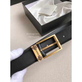 Gucci Fashion Black Leather Gold Needle Buckle 35mm Belts