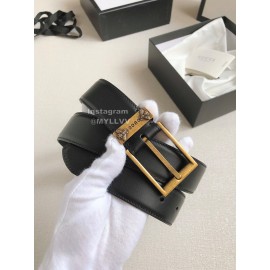 Gucci Fashion Black Leather Gold Needle Buckle 35mm Belts