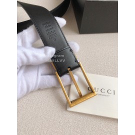 Gucci Fashion Black Leather Gold Needle Buckle 35mm Belts