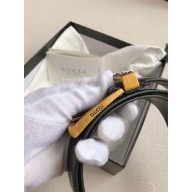 Gucci Fashion Black Leather Gold Needle Buckle 35mm Belts