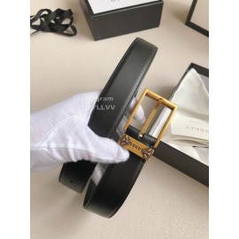 Gucci Fashion Black Leather Gold Needle Buckle 35mm Belts