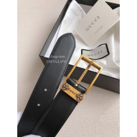 Gucci Fashion Black Leather Gold Needle Buckle 35mm Belts