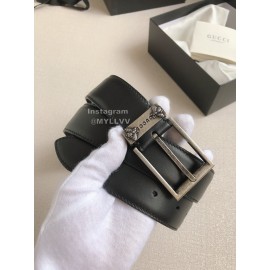 Gucci Fashion Black Leather Silver Needle Buckle 35mm Belts