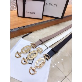 Gucci Fashion Leather Gold Buckle 30mm Belts White