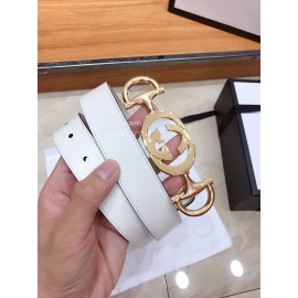 Gucci Fashion Leather Gold Buckle 30mm Belts White