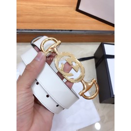 Gucci Fashion Leather Gold Buckle 30mm Belts White