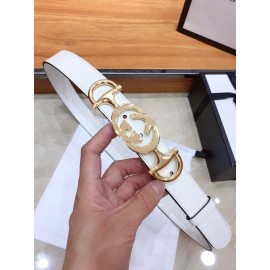 Gucci Fashion Leather Gold Buckle 30mm Belts White