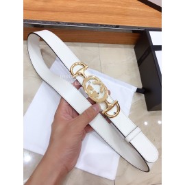 Gucci Fashion Leather Gold Buckle 30mm Belts White