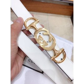 Gucci Fashion Leather Gold Buckle 30mm Belts White