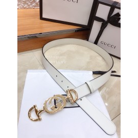 Gucci Fashion Leather Gold Buckle 30mm Belts White