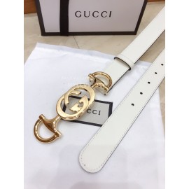 Gucci Fashion Leather Gold Buckle 30mm Belts White