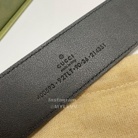 Gucci Black Calf Leather Supreme Canvas Gold Buckle 40mm Belts