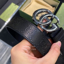 Gucci Hollow Calf Leather Black Gg Buckle 30mm Belts