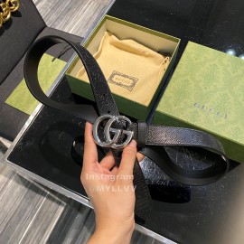 Gucci Hollow Calf Leather Black Gg Buckle 30mm Belts