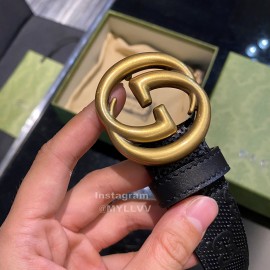 Gucci Hollow Calf Leather Gold Gg Buckle 30mm Belts