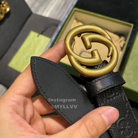 Gucci Hollow Calf Leather Gold Gg Buckle 30mm Belts