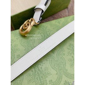 Gucci New Printed Calf Leather Gold Gg Buckle 20mm Belts White