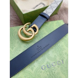 Gucci New Printed Calf Leather Gold Gg Buckle 30mm Belts Black