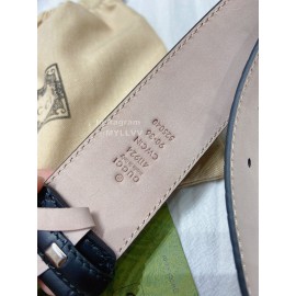 Gucci Black Embossed Leather Silver Pure Copper Buckle 40mm Belts