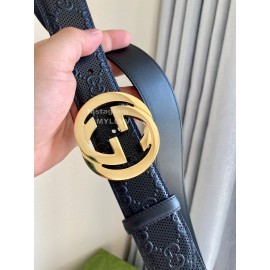 Gucci Concave Convex Leather Gold Pure Copper Buckle 40mm Belt