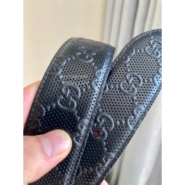 Gucci Concave Convex Leather Gold Pure Copper Buckle 40mm Belt