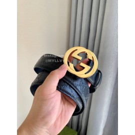 Gucci Concave Convex Leather Gold Pure Copper Buckle 40mm Belt