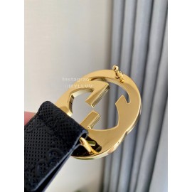 Gucci Concave Convex Leather Gold Pure Copper Buckle 40mm Belt