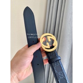 Gucci Concave Convex Leather Gold Pure Copper Buckle 40mm Belt