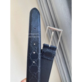 Gucci Concave Convex Leather Silver Pure Copper Pin Buckle 40mm Belt