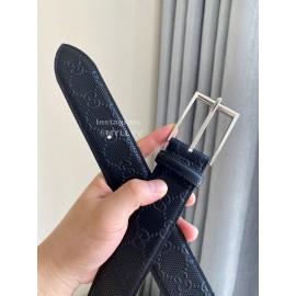 Gucci Concave Convex Leather Silver Pure Copper Pin Buckle 40mm Belt