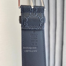 Gucci Concave Convex Leather Silver Pure Copper Pin Buckle 40mm Belt