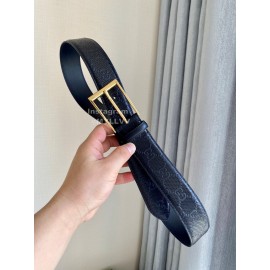 Gucci Concave Convex Leather Gold Pure Copper Pin Buckle 40mm Belt