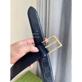 Gucci Concave Convex Leather Gold Pure Copper Pin Buckle 40mm Belt