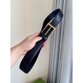 Gucci Concave Convex Leather Gold Pure Copper Pin Buckle 40mm Belt