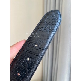 Gucci Concave Convex Leather Gold Pure Copper Pin Buckle 40mm Belt